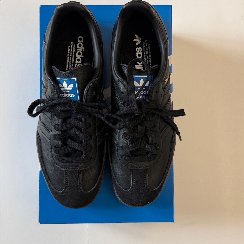ADIDAS Samba OG Leather Sneakers with Blue Tongue Label - Picture 4 of 11